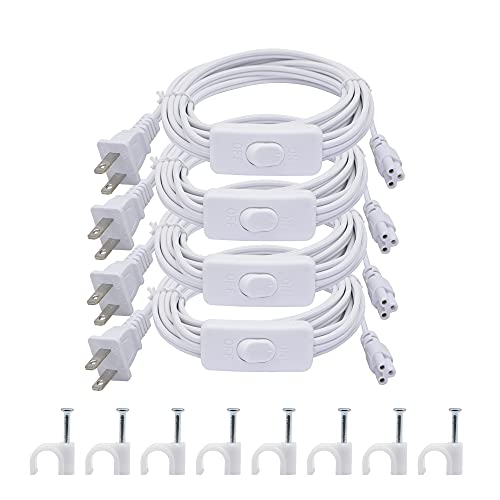 SinLoon UL-LP Certified 18AWG T5 T8 LED Wire Connector Power Cord with On Off Switch US Plug for LED Tube Integrated Extension Cable 4 Pack 9.8FT - Image 2