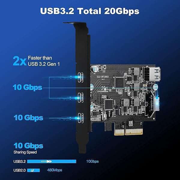 Upgrade Your PC with Sinefine PCI-E to USB 3.2 Expansion Card - 10Gbps Speed, 3x USB-C & 1x USB-A Ports - Image 3