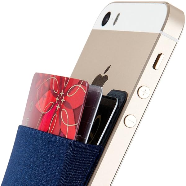 Sinjimoru Basic Cell Phone Wallet - Adhesive Card Holder for iPhone, Stretchy Sinji Pouch Basic 2 in Navy