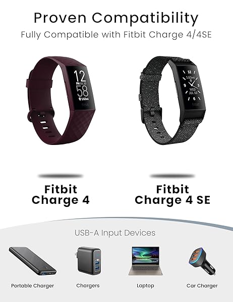 Sinoacc Charger for Fitbit Charge 4 Replacement USB Charging Cable Cord for Fitbit Charge 4 Heart Rate Fitness Wristband 3.3Ft 1M - Image 2