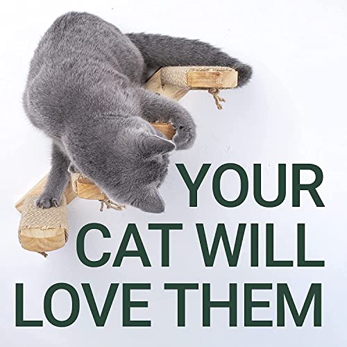 Skywin Cat Wall Steps, 3 Pack Wooden Color Solid Rubber Cat Stairs for Wall, Great for Scratching and Climbing, Easy to Install - Image 5