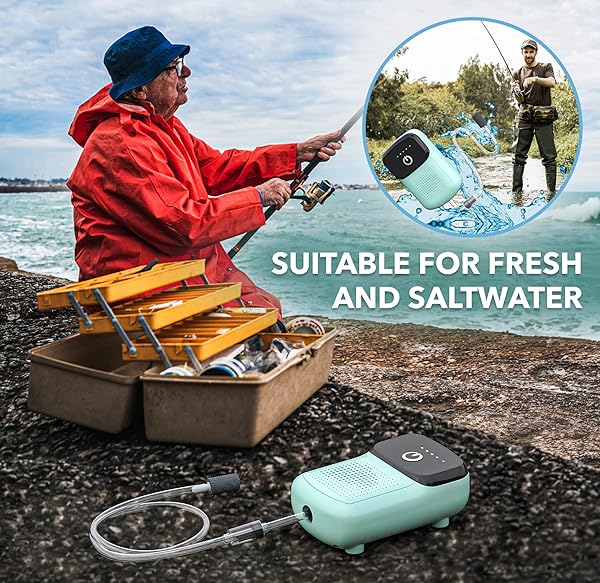 Skywin Fish Aerator Pump Rechargeable Battery Powered Portable Air Pump for Fishing Transporting Fish and Bait Cooling - Image 5