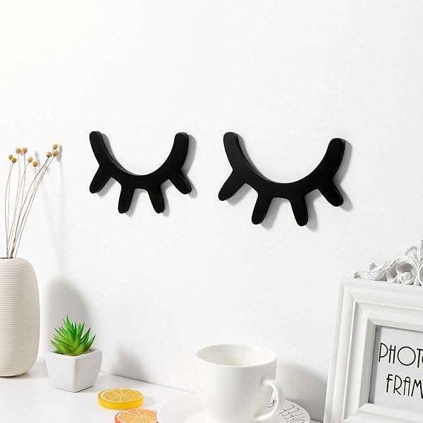 Sleepy Eyes Wall Decor: Wooden Eyelash Stickers for Nursery & Kids' Bedroom - Perfect Christmas Wall Art! - Image 3