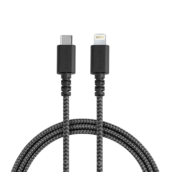 Smartish Lightning Fast Charging Cable USB-C Crown Joule Durable Nylon Fabric MFi Certified for iPad Airpods iPhone 6ft No 2 Pencil Gray