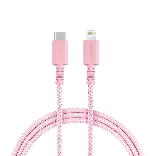 Smartish Smartish USB-C to Lightning Cable 6 Foot Fast Charging for iPhone 15 14 MFi Certified Pink Fabric Wrapped Universal Cable
