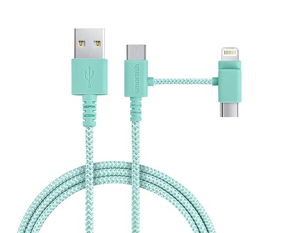 Smartish Smartish USB-C Lightning Cable 6 Foot Fast Charging Fabric Wrapped Apple MFi Certified for iPhone 16 15 14 13 12 SE iPad AirPods Android Green