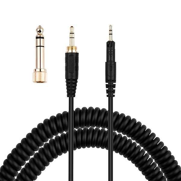 Smays Coiled AUX Cable for Audio-Technica ATH-M50x, M40x, M70x - 4ft to 10ft with 1/4 Inch Adapter - Image 2
