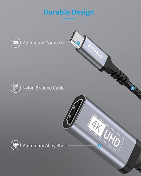 2024 Sniokco USB C to HDMI Adapter Cable - High Speed Type C Converter for iPhone 15/16, MacBook Pro/Air, iPad & More - Image 6