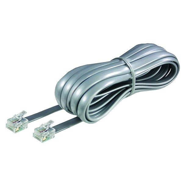 Softalk Softalk 15-Foot Silver Phone Line Cord for Landline Telephones - High-Quality Accessory (Model 46615)