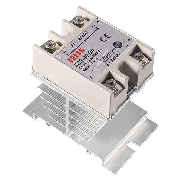COLIAO SSR-40DA Solid State Relay 40A: 3-32V DC Input, 24-380V AC Output with Heat Sink for Thermostat Control