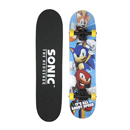 Sonic The Hedgehog 31-Inch Skateboard: 9-Ply Maple Deck for Cruising, Carving, Tricks & Downhill Fun
