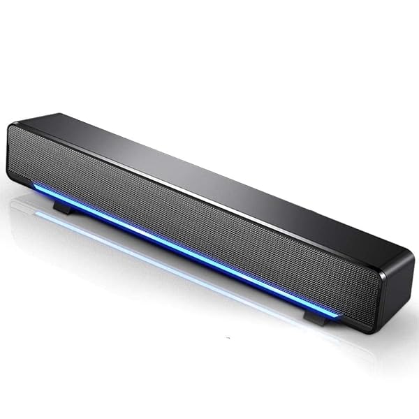 Soundbar, Multi-Function Stereo Surrounding Deep Bass Sound USB Wired Indoor Music Player Box 3.5mm Input for PC Cellphones(Black)