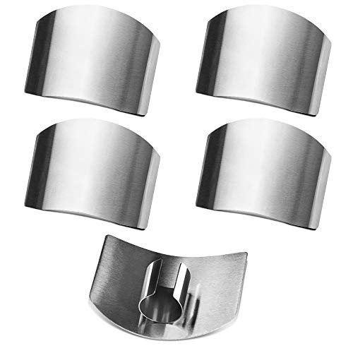SourceTon Set of 5 Stainless Steel Finger Guards for Safe Vegetable Cutting and Injury Prevention