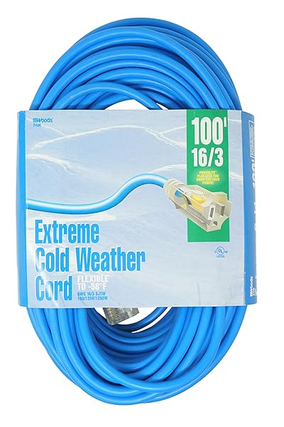 Southwire Coldflex 100Ft Light Duty Extension Cord - 16 Gauge, 3 Conductor, Cold Weather, Blue - Durable & Reliable Power Solution - Image 3