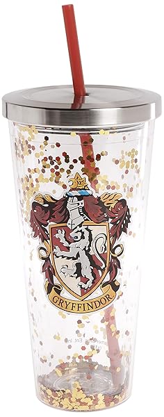 Harry Potter Gryffindor Glitter Tumbler 20 oz Acrylic Cup with Straw by Spoontiques