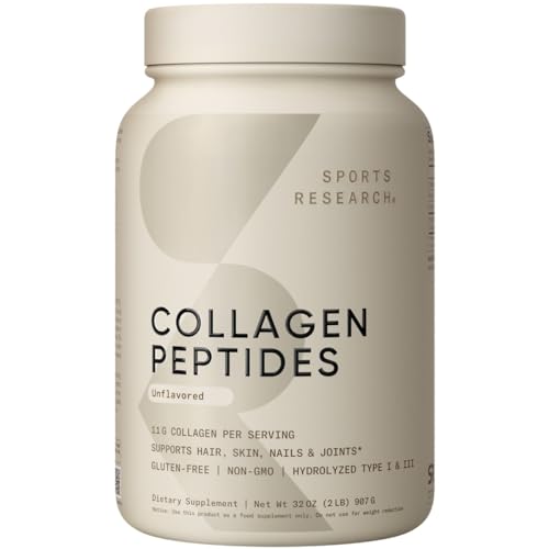 Sports Research Collagen Peptides: Hydrolyzed Type 1 & 3 for Healthy Skin, Joints & Nails - Easy Mixing Protein Supplement - Image 2
