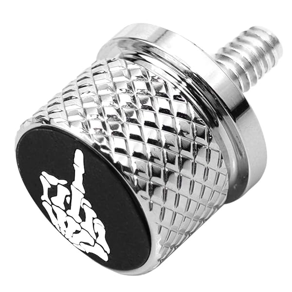 Stainless Knurled Fender Seat Bolt Screw 1/4-20 Thread for Harley Sportster Touring Softail Dyna CVO Electra Glide 1996-2020 Skull Design Chrome2
