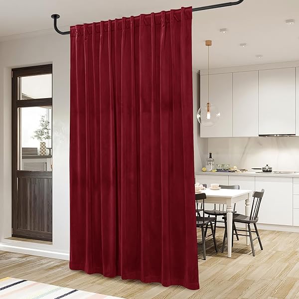 StangH Extra Wide Red Room Darkening Curtains 120 Inches Long Velvet Drapes for Window Decor and Holiday Backdrop 100 x 120 Inch Panel - Image 2