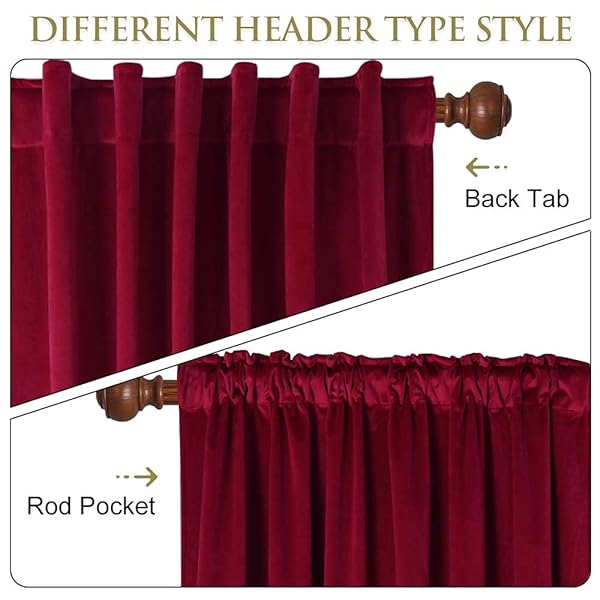 StangH Extra Wide Red Room Darkening Curtains 120 Inches Long Velvet Drapes for Window Decor and Holiday Backdrop 100 x 120 Inch Panel - Image 4