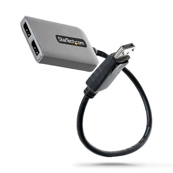 StarTech Dual-Monitor DisplayPort 1.4 Splitter - 5K 60Hz MST Hub for Windows with Extra-Long Cable