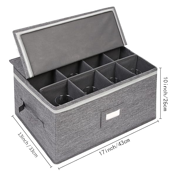 Premium Stemware Storage Case for 12 Wine Glasses - Durable Hard Top & Sides, Perfect for Crystal & Glassware (Grey) - Image 5