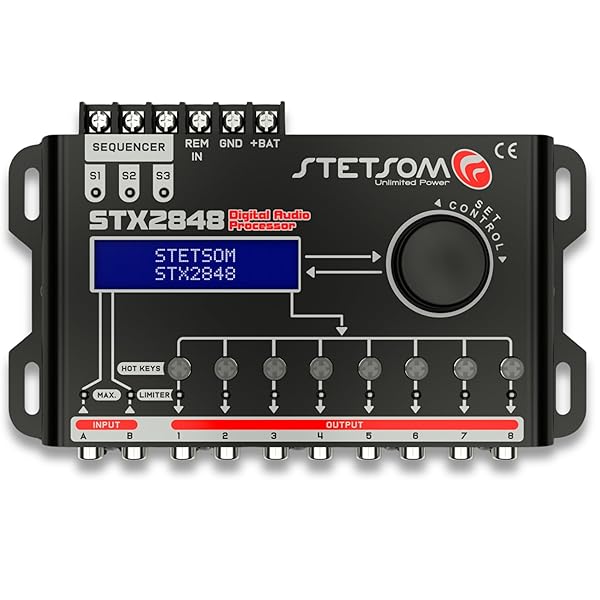 Stetsom Stetsom STX 2848 DSP Crossover & Equalizer 8 Channel Full Digital Signal Processor (Sequencer) 2.8 Remote Relay