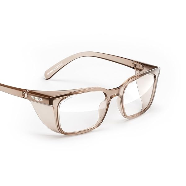 Stoggles Rectangle Z87.1 Certified Polycarbonate Safety Glasses, Scratch and Shatter-Proof, Blue-Light and UV Blocking Lens, Top and Side Shields,