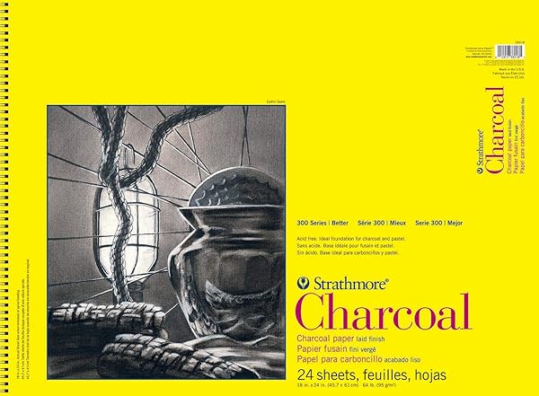 Strathmore 300 Series Charcoal Paper Pad 18x24 - 24 Sheets for Artists & Students | Top Wire Bound, Ideal for Charcoal & Pastel