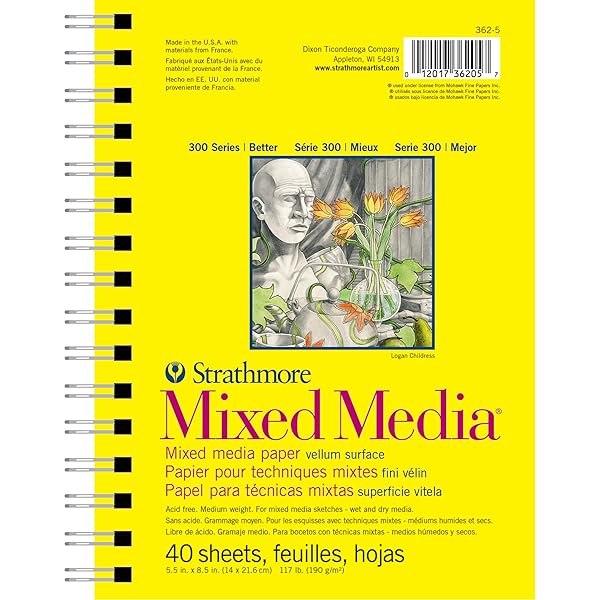 Strathmore 300 Series Mixed Media Paper Pad 5.5x8.5 - 40 Sheets for Watercolor, Ink & More | Ideal for Artists & Students