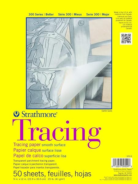 Strathmore 300 Series Tracing Paper Pad 9x12 - 50 Sheets for Artists & Students | Tape Bound, 25lb Quality