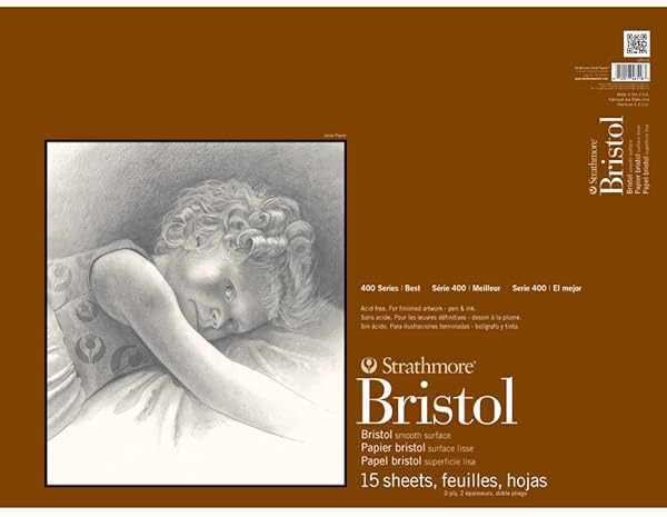 "Strathmore 400 Series Bristol 2-Ply Smooth Paper - 18"x24" Tape Bound, 15 Sheets for Artists"
