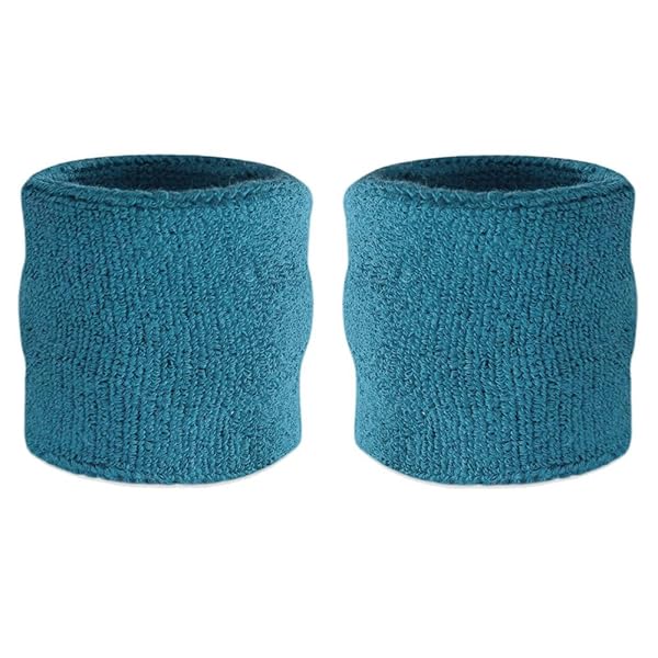 Buy Suddora Teal Wrist Sweatbands - Absorbent Cotton for Gym, Sports & Cosplay | Perfect for Basketball, Tennis & More! - Image 2
