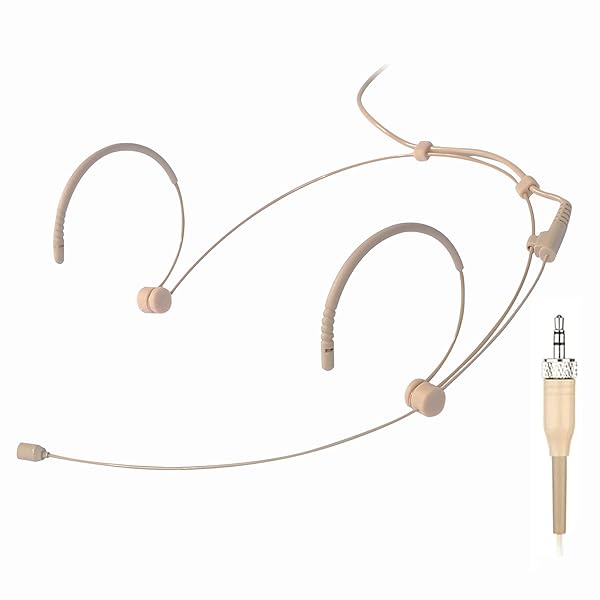 Sujeetec Headset Microphone Discreet Ear Hook Mic for Sennheiser Wireless Ideal for Lectures Live Performance Theater Podcasts Beige