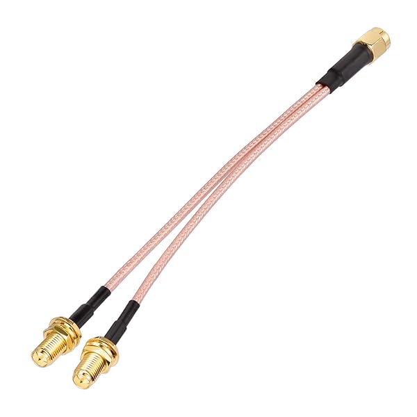 Superbat RPSMA Coax Splitter Cable 50ohm 6 inch RP-SMA Plug to Dual Bulkhead Jack for WiFi Antenna Router Security IP Camera Mini PCIE Card