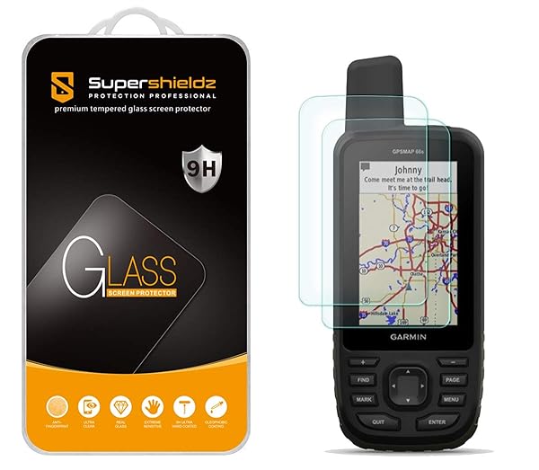 Supershieldz Tempered Glass Screen Protector for Garmin GPSMAP 67 67i 66i 66s 66st 66sr Anti Scratch Bubble Free 2 Pack