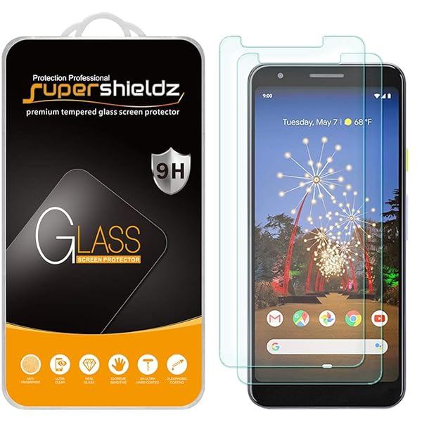 Supershieldz 2 Pack Tempered Glass Screen Protector for Google Pixel 3a Anti Scratch Bubble Free 0.33mm Thickness