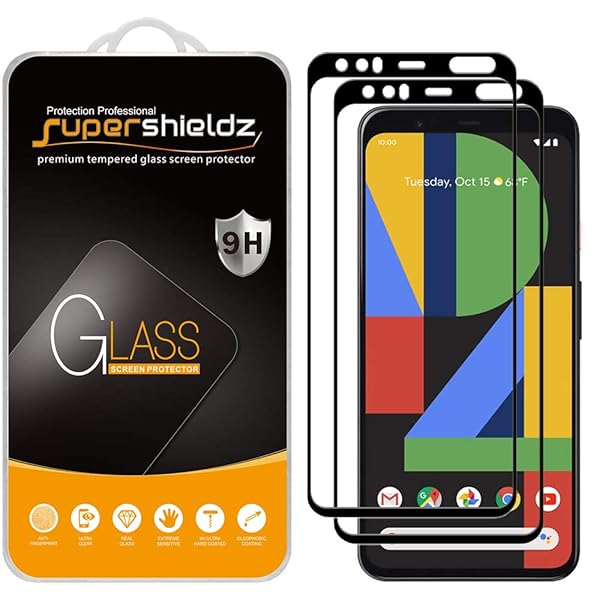 Supershieldz 2 Pack Tempered Glass Screen Protector for Google Pixel 4 XL Full Coverage Anti Scratch Bubble Free 0.33mm Black