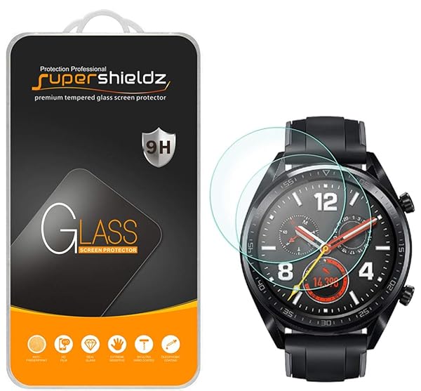 Supershieldz 2 Pack Tempered Glass Screen Protector for Huawei Watch GT and GT Active Anti Scratch Bubble Free 0.33mm