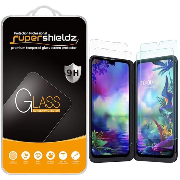 Supershieldz 2 Pack LG G8X ThinQ Screen Protector Tempered Glass and PET Dual Screen Anti Scratch Bubble Free