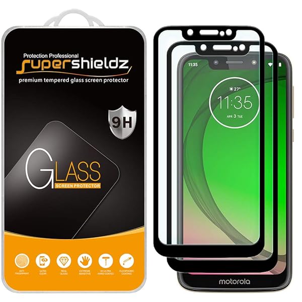 Supershieldz 2 Pack Tempered Glass Screen Protector for Motorola Moto G7 Play Full Screen Coverage Anti Scratch Bubble Free Black