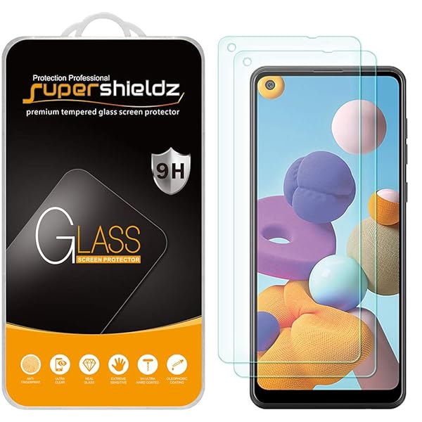 Supershieldz 2 Pack Tempered Glass Screen Protector for Samsung Galaxy A21 Anti Scratch Bubble Free