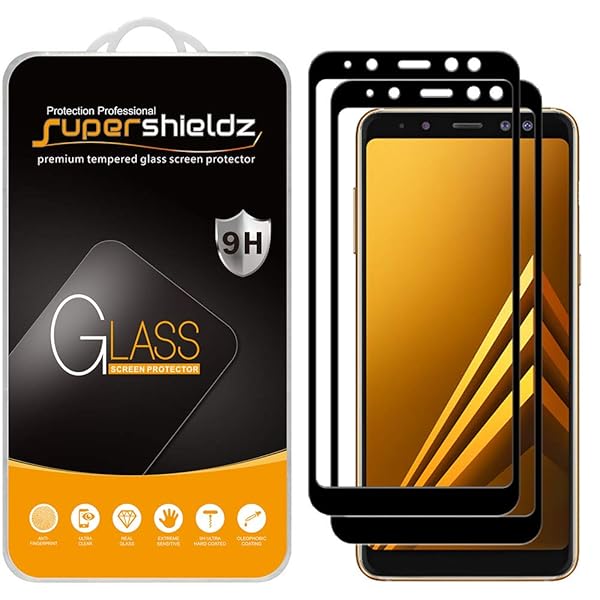 Supershieldz 2 Pack Tempered Glass Screen Protector for Samsung Galaxy A8 2018 Full Screen Coverage Anti Scratch Bubble Free Black