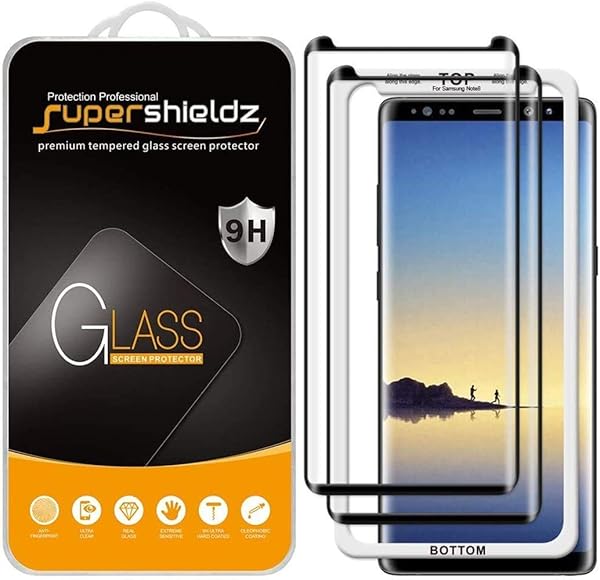 Supershieldz 2 Pack Tempered Glass Screen Protector for Samsung Galaxy Note 8 Easy Installation Tray Anti Scratch Bubble Free 0.33mm
