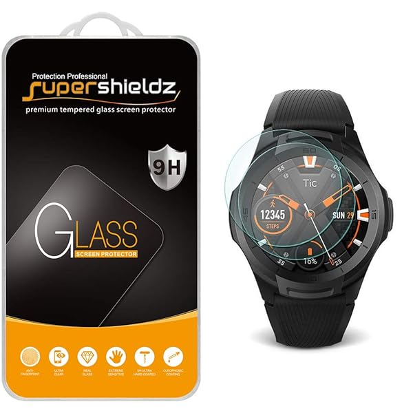 Supershieldz 2 Pack Tempered Glass Screen Protector for TicWatch S2 Full Screen Coverage Anti Scratch Bubble Free