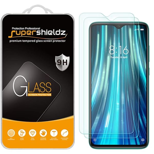 Supershieldz 2 Pack Tempered Glass Screen Protector for Xiaomi Redmi Note 8 Pro Anti Scratch Bubble Free