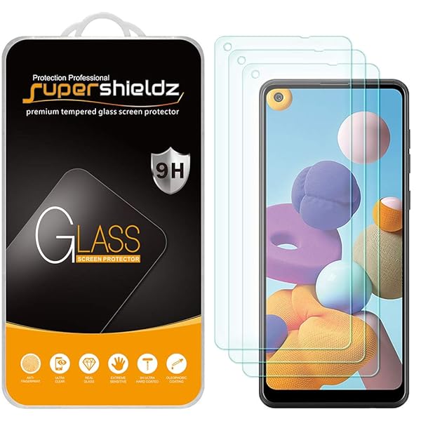 Supershieldz 3 Pack Tempered Glass Screen Protector for Samsung Galaxy A21 Anti Scratch Bubble Free