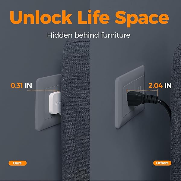 TESSAN 5FT Surge Protector Flat Extension Cord with 4 Outlets and 3 USB C Ports Ideal for Home Office and Dorm White - Image 4