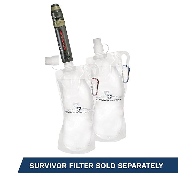 Survivor Filter 1L Collapsible Water Bottles - BPA-Free, Travel & Hiking Essential, 2 x 33oz - Image 9