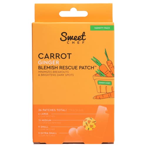 Sweet Chef Carrot Ginger Blemish Patches - Hydrocolloid Spot Treatment for Acne (36 Patches, 4 Shapes)