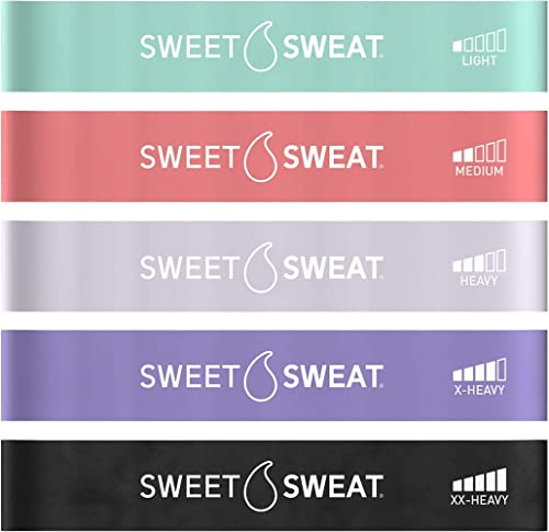 Sweet Sweat Mini Loop Resistance Bands Set of 5 | Ideal for Squats, Lunges, Yoga & Home Workouts